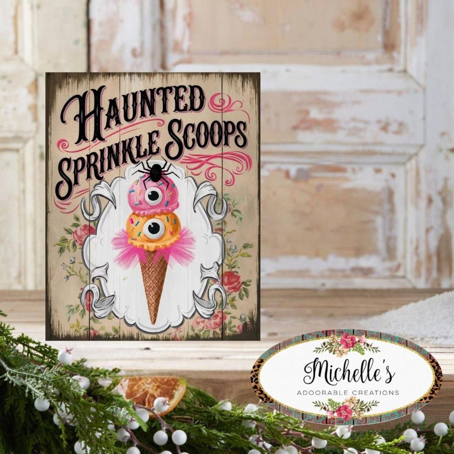 Haunted Sprinkle Scoops Halloween Sign