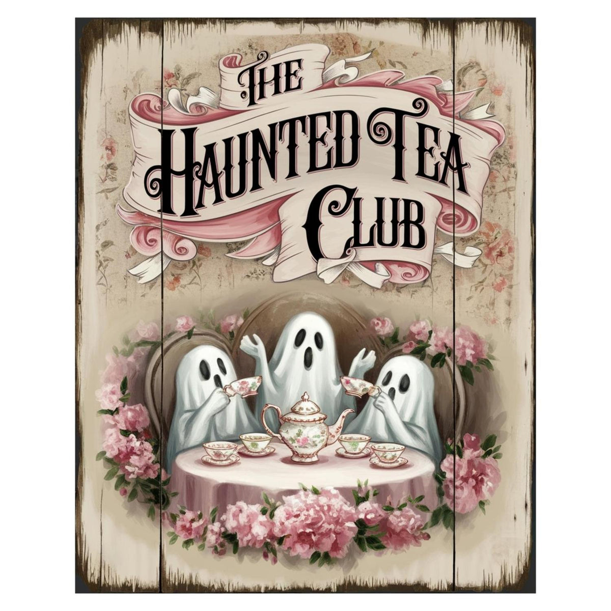 Haunted Tea Ghost Club Halloween Sign