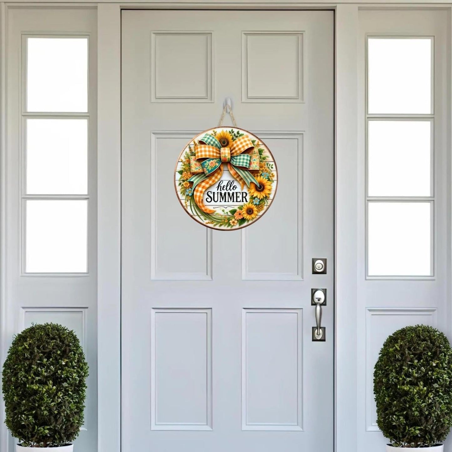 Hello Summer Sunflower Bow Sign