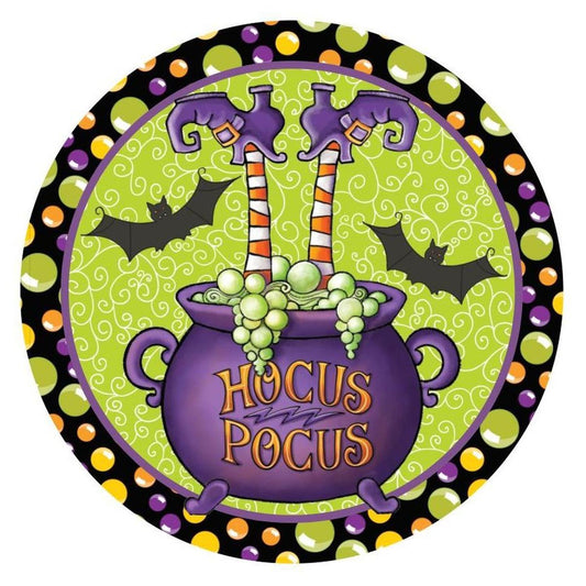 Hocus Pocus Witch Leg Cauldron Sign