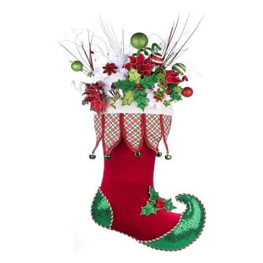 Holly Woods Stocking With Floral Wall Piece