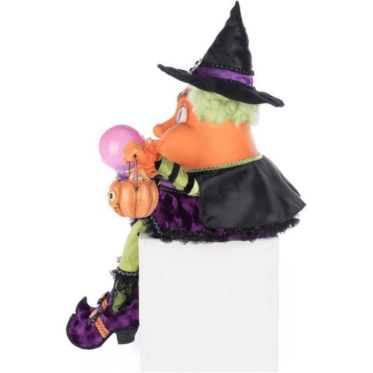 Katherine's Collection 19" Bubbles the Witch Candy Corn Ledge Sitter