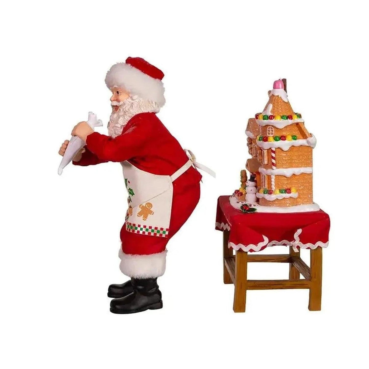Kurt Adler 10.5" Fabriche Santa Decorating LED Gingerbread House Table Piece