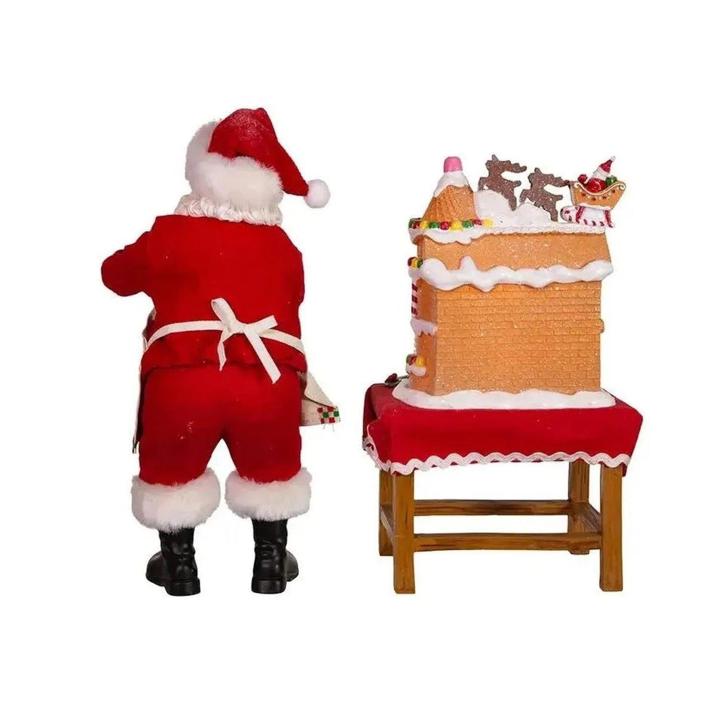 Kurt Adler 10.5" Fabriche Santa Decorating LED Gingerbread House Table Piece