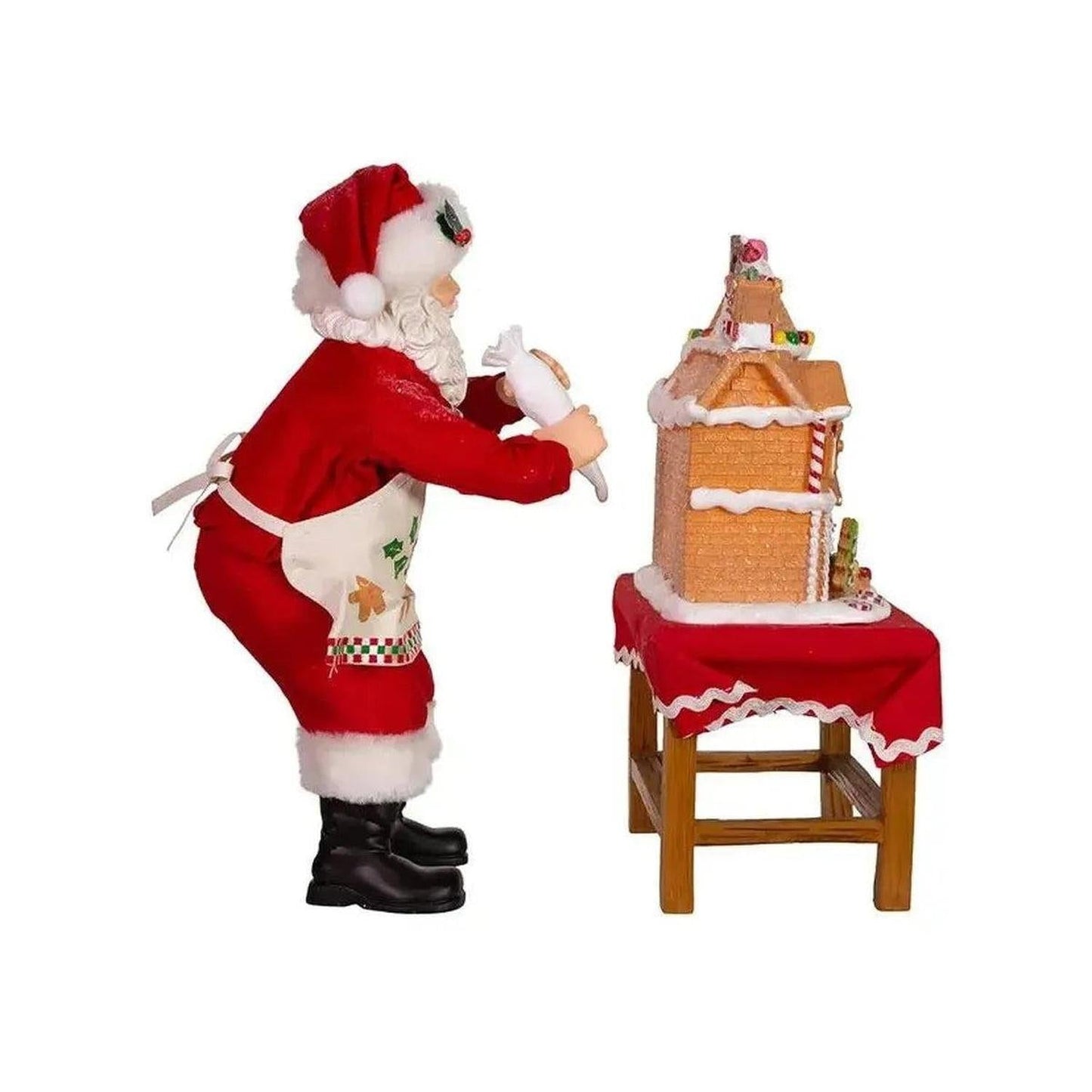 Kurt Adler 10.5" Fabriche Santa Decorating LED Gingerbread House Table Piece