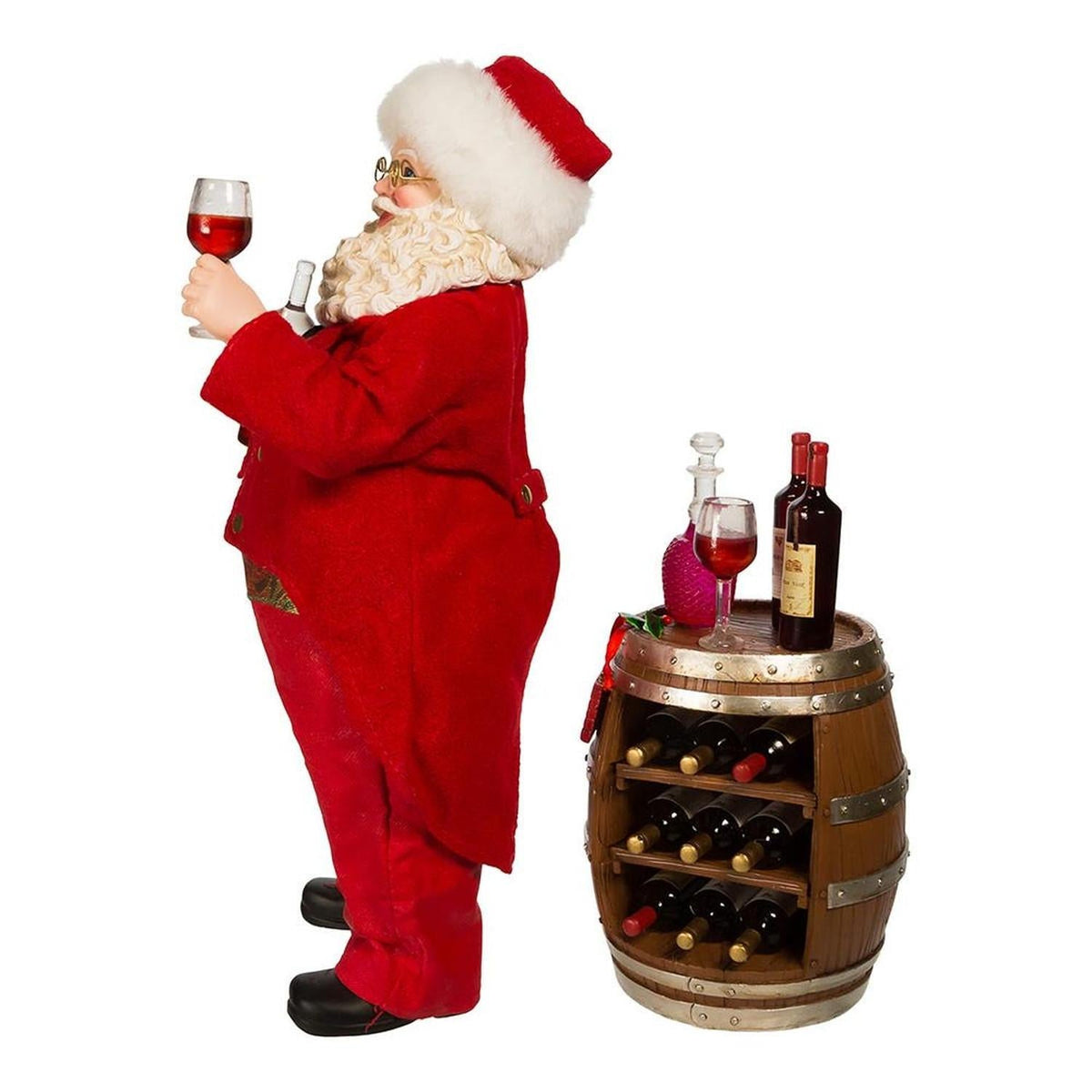 Kurt Adler 10.5-Inch Fabriché Wine Tasting Santa, 2 Piece Set