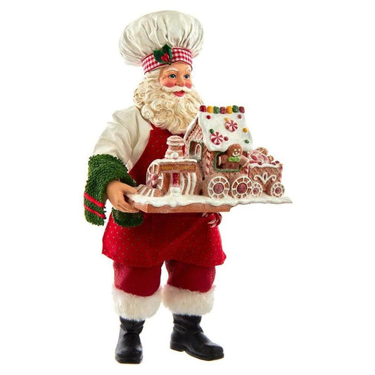 Kurt Adler 11" Fabriché Santa with Gingerbread Train