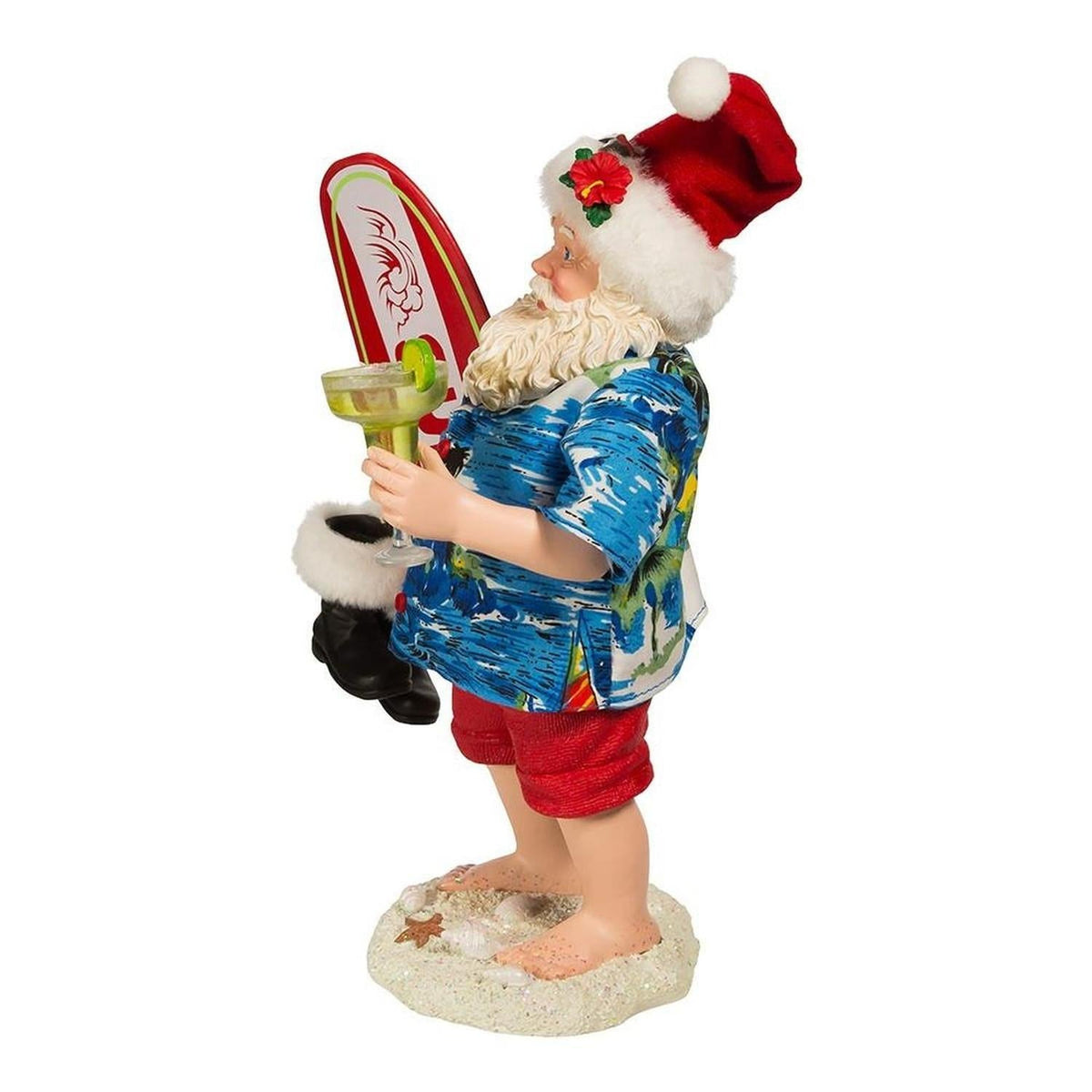 Kurt Adler 11-Inch Fabriché Santa with Surfboard and Drink