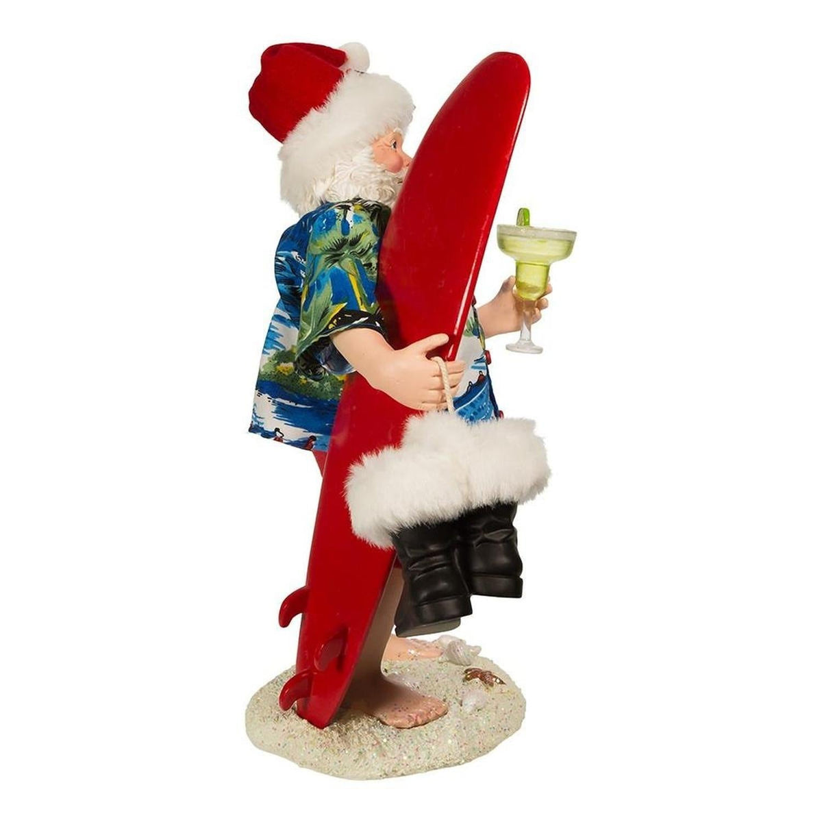 Kurt Adler 11-Inch Fabriché Santa with Surfboard and Drink