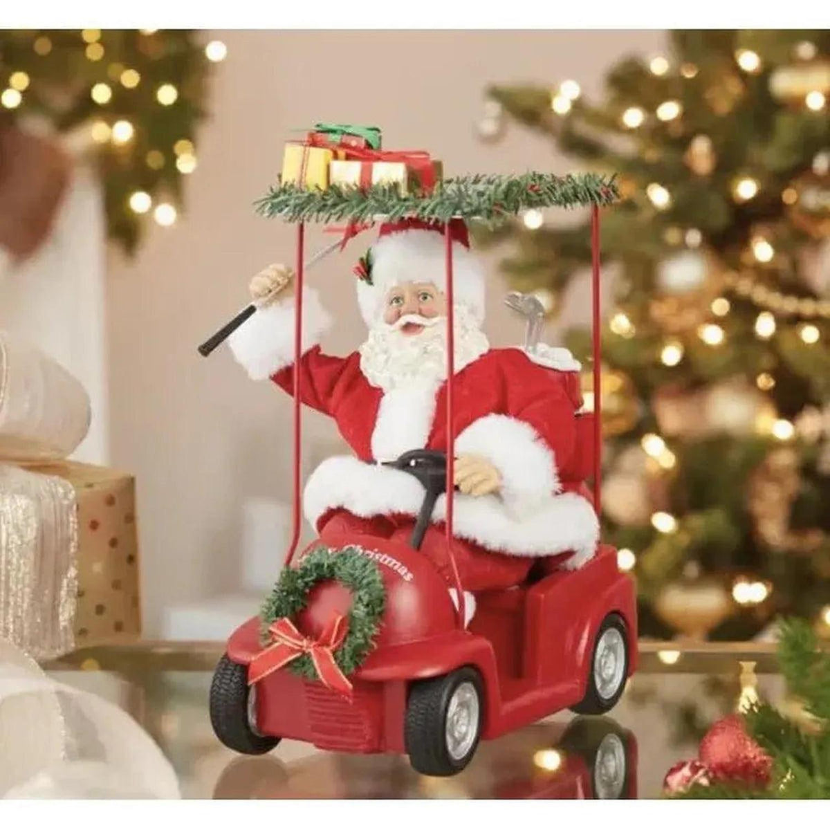Kurt Adler 11.25-Inch Fabriché Santa Driving Golf Cart