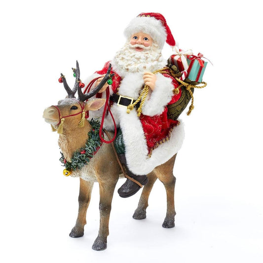 Kurt Adler 11.5-Inch Fabriché Santa on Reindeer