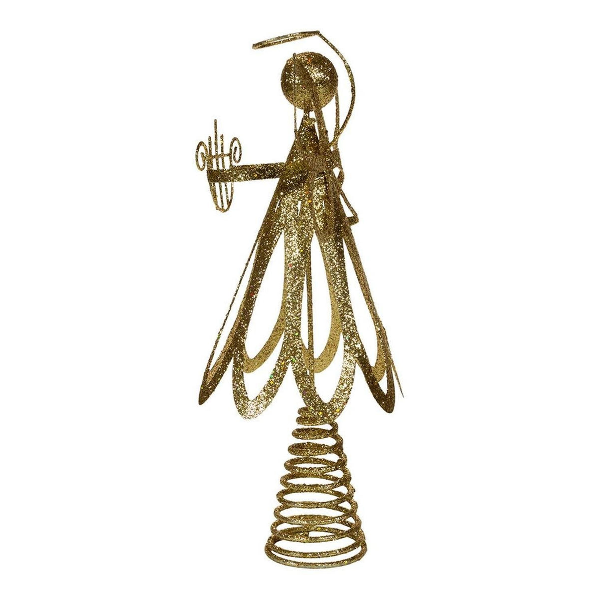 Kurt Adler 12-Inch Gold Glitter Metal Angel Treetop