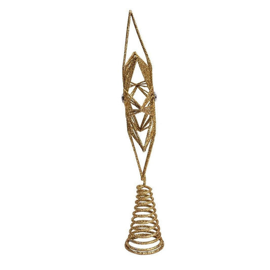 Kurt Adler 12-Inch Unlit Gold Glittered 6-Point Star Tree Topper