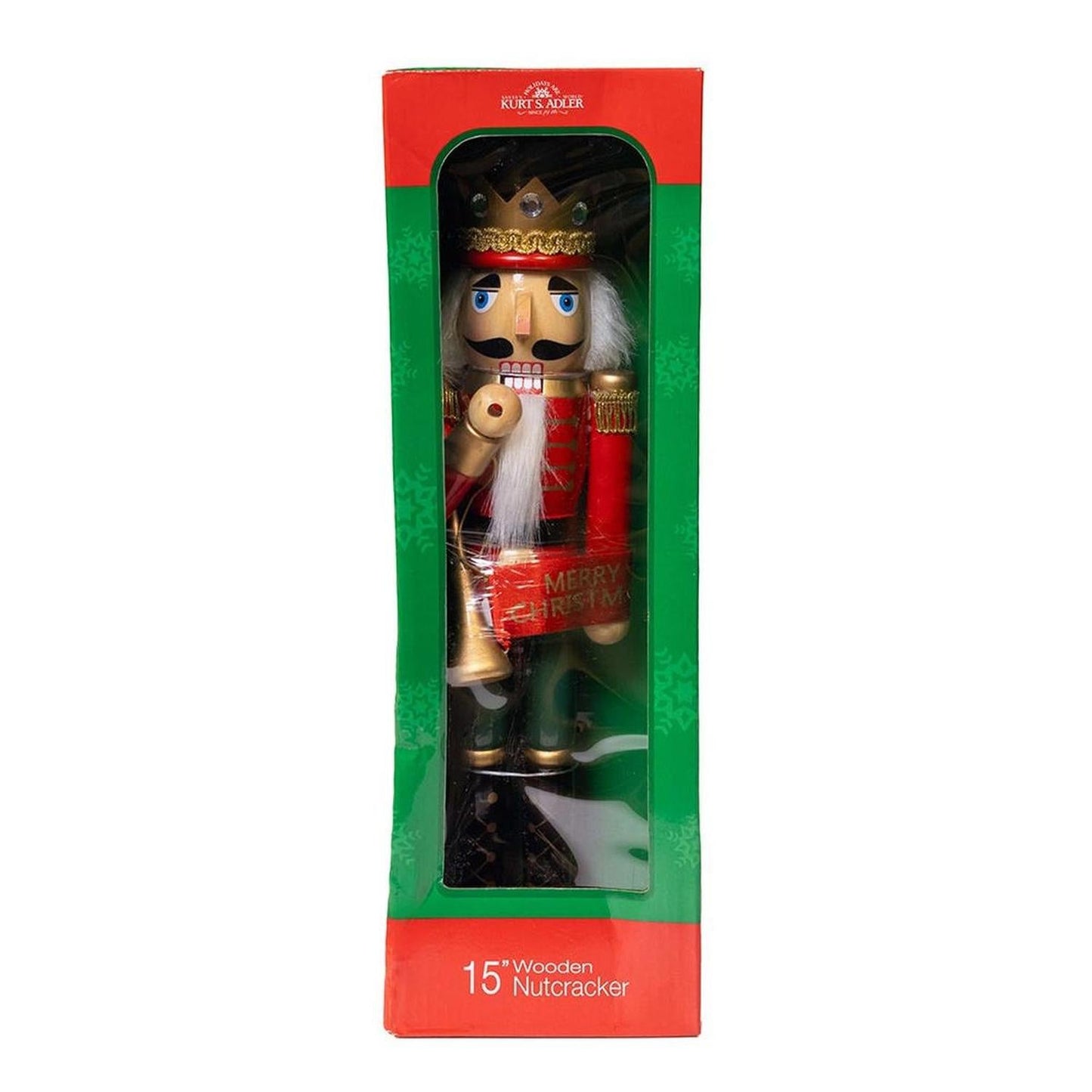 Kurt Adler 15-Inch Red and Green With Horn Nutcracker