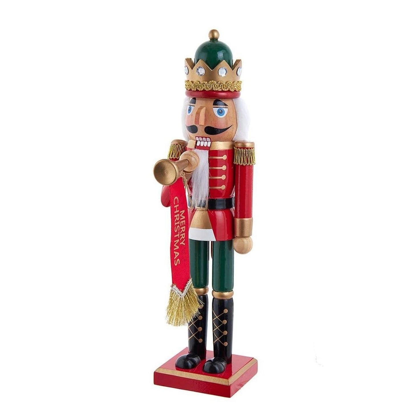 Kurt Adler 15-Inch Red and Green With Horn Nutcracker
