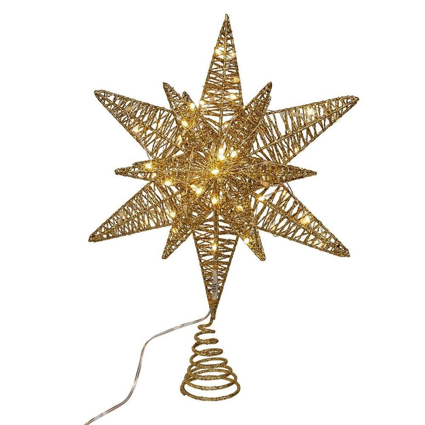 Kurt Adler 15-Inch Twinkling LED Gold Tree Topper