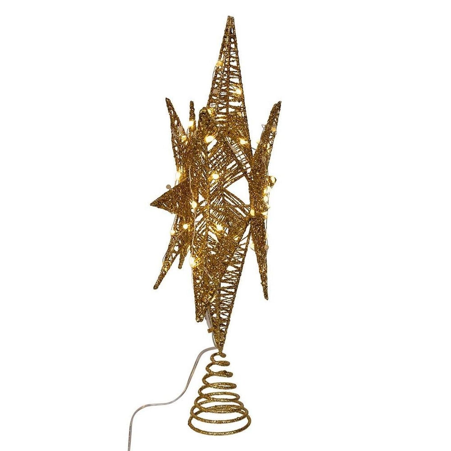 Kurt Adler 15-Inch Twinkling LED Gold Tree Topper