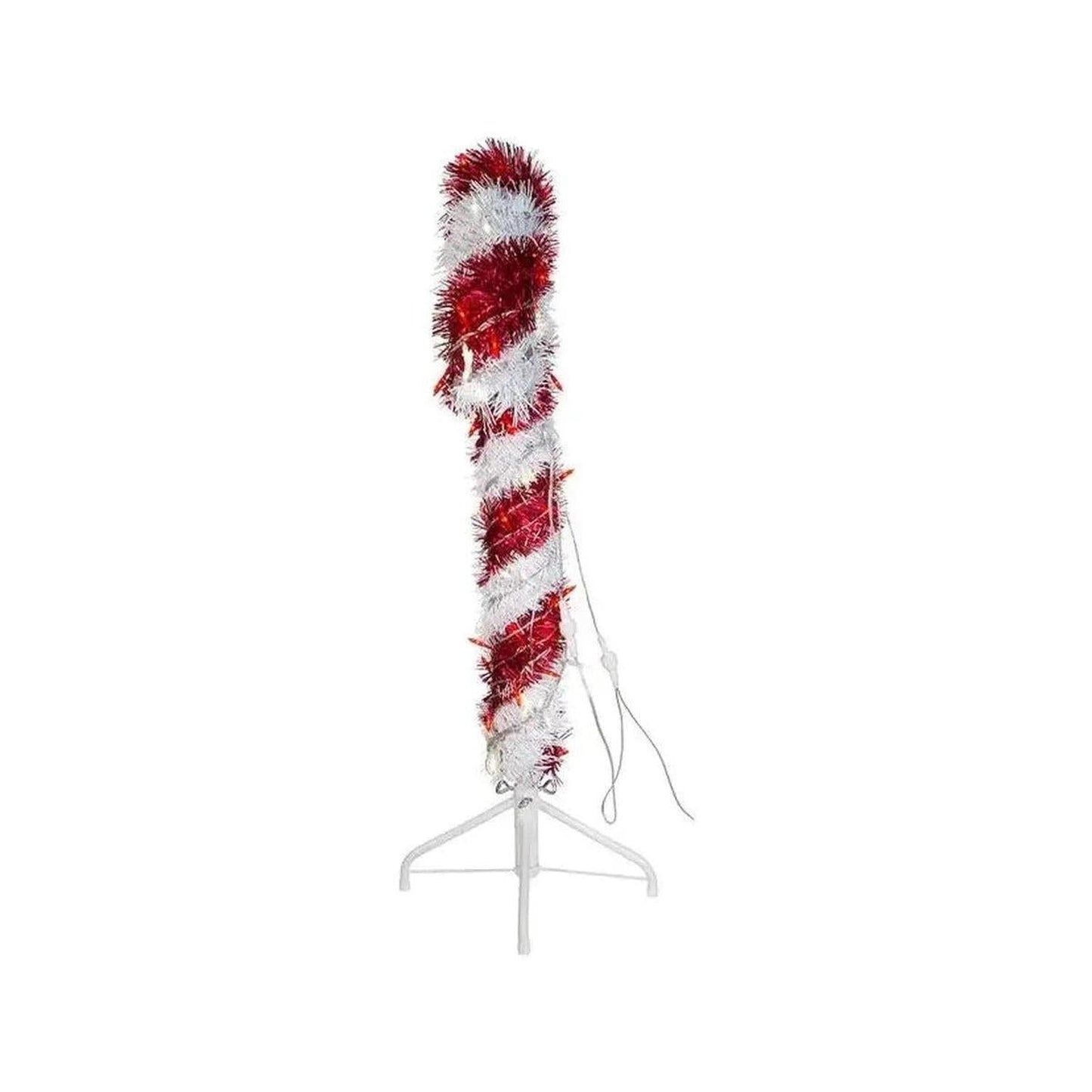 Kurt Adler 3-Foot Pre-Lit Red and White LED Tinsel Candy Cane