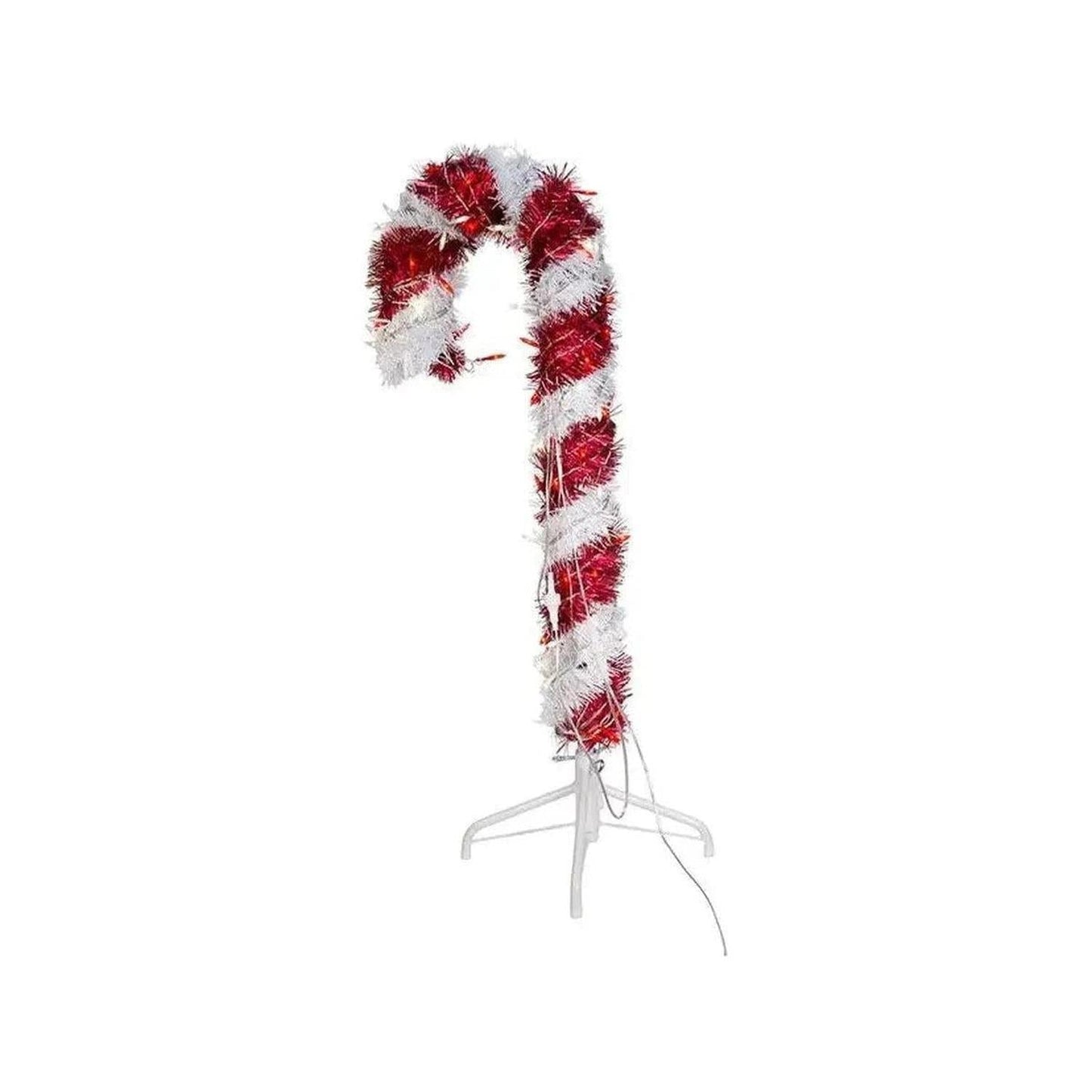 Kurt Adler 3-Foot Pre-Lit Red and White LED Tinsel Candy Cane