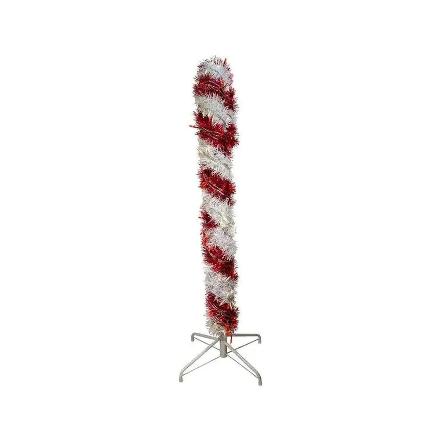 Kurt Adler 4-Foot Pre-Lit Red and White LED Tinsel Candy Cane