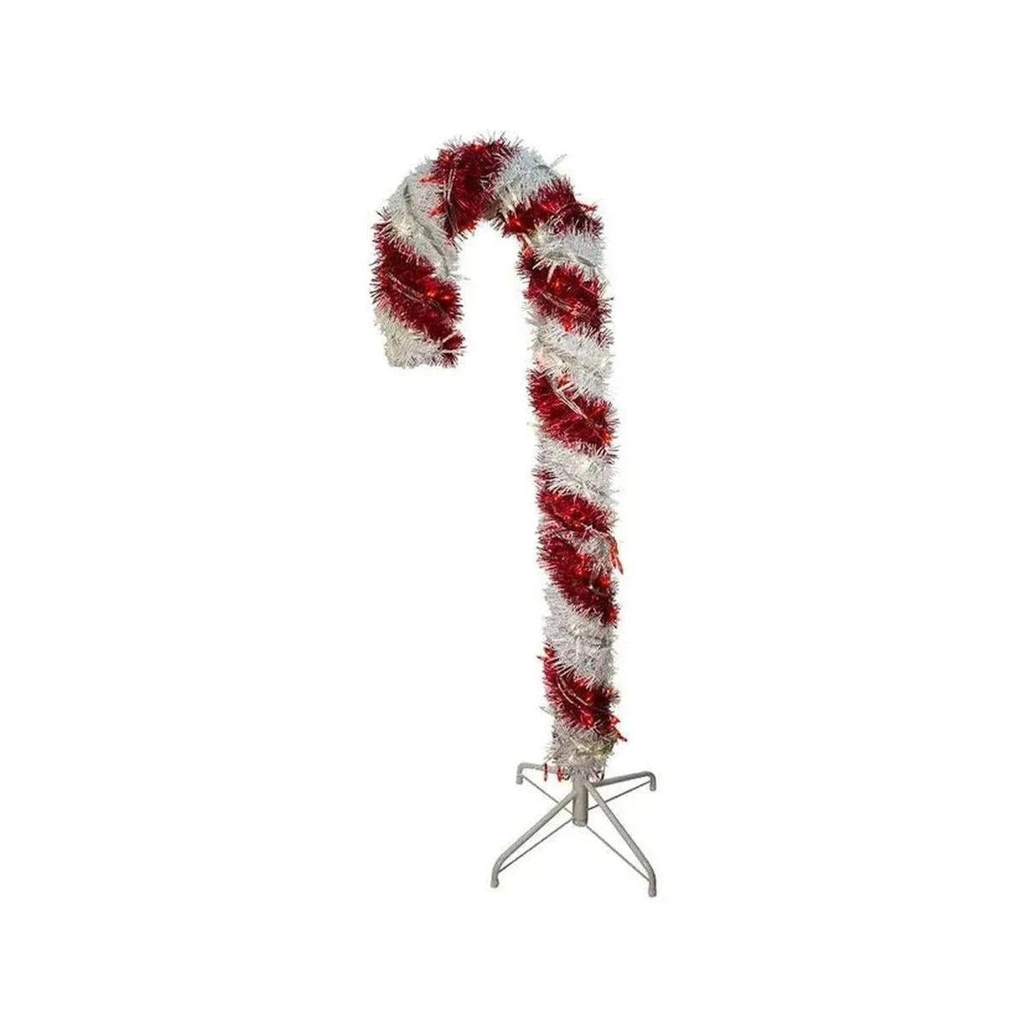 Kurt Adler 4-Foot Pre-Lit Red and White LED Tinsel Candy Cane