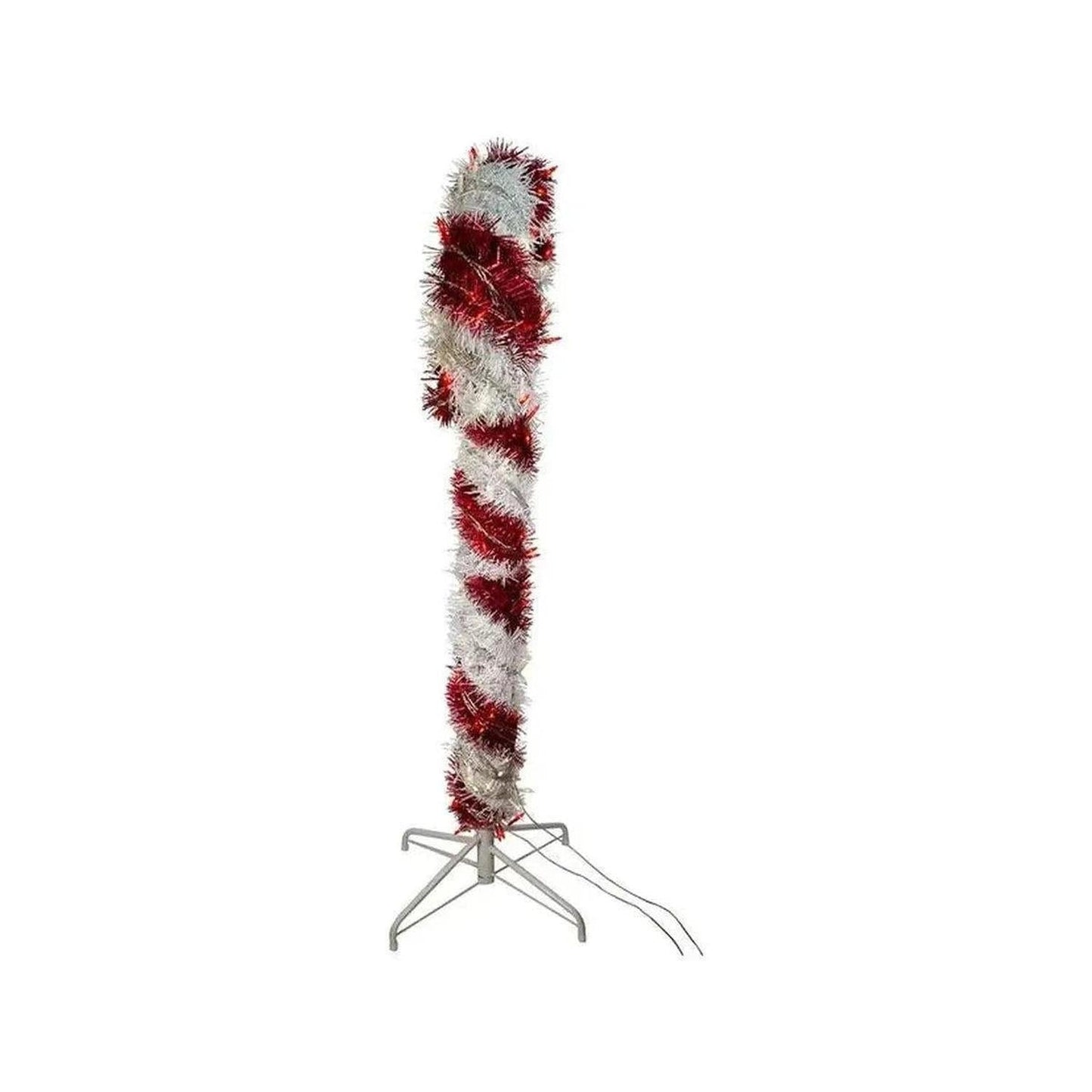 Kurt Adler 4-Foot Pre-Lit Red and White LED Tinsel Candy Cane