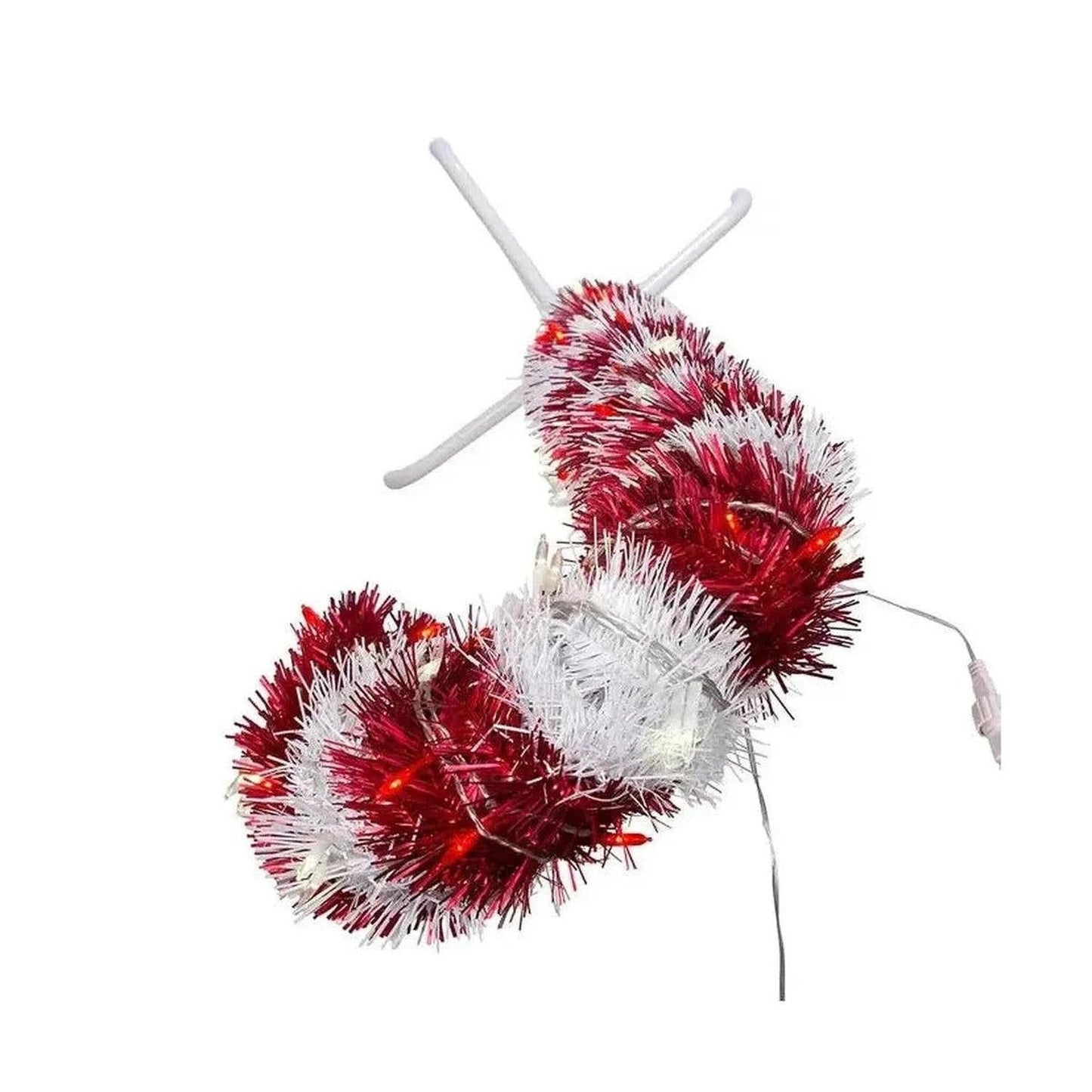 Kurt Adler 4-Foot Pre-Lit Red and White LED Tinsel Candy Cane