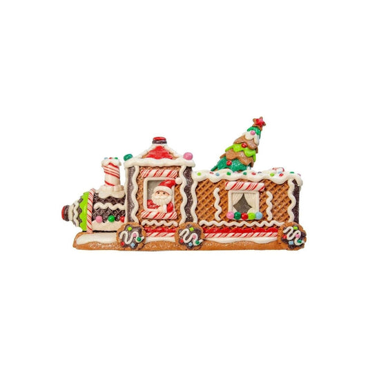 Kurt Adler 7" LED Gingerbread Train With Tree Table Piece