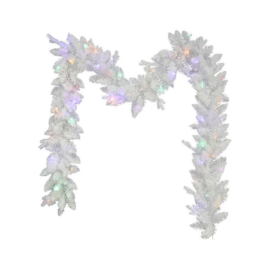 Kurt Adler 9-Foot Pre-Lit Multi-Colored LED Jackson White Pine Garland