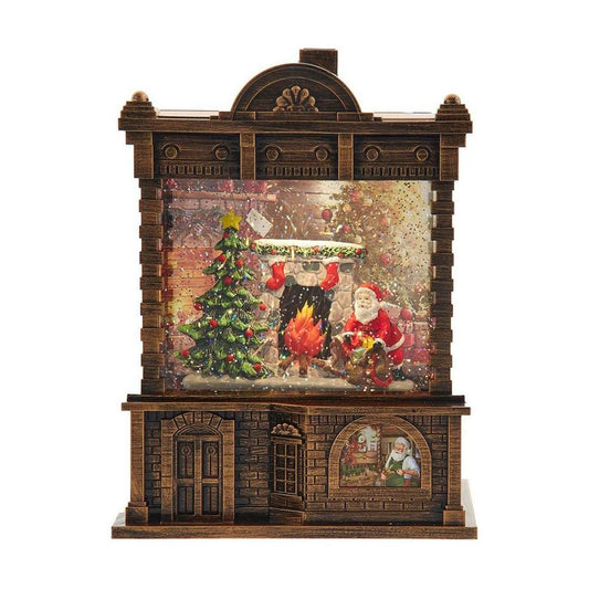 Kurt Adler Lighted Santa Fireplace Water Lantern