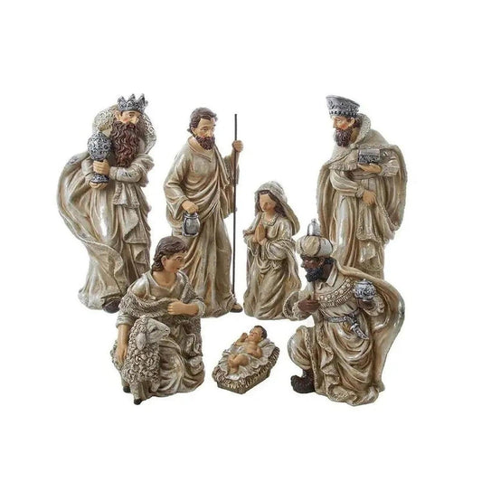Kurt Adler Resin Nativity Table Piece, 7 Piece Set
