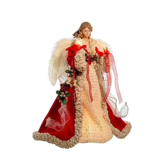 Kurt Adler UL 10-Light 16-Inch Red and Ivory Angel Treetop