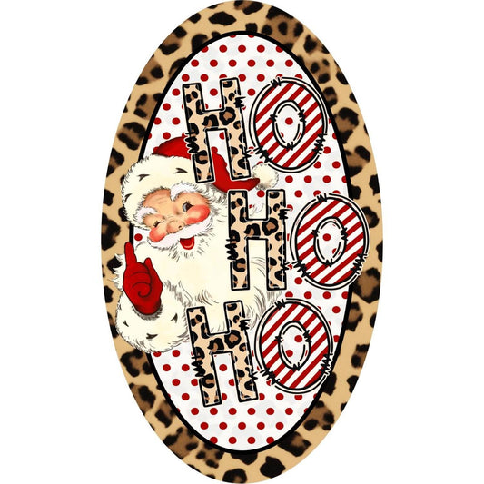Leopard Santa Ho Ho Ho Oval Sign