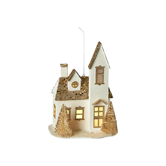 Lighted Glittered Village Ornaments