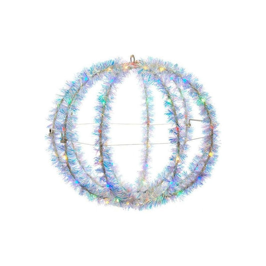 Multi-Color LED Tinsel Foldable Sphere 12"