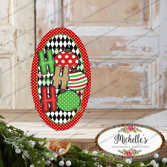 Oval Ho Ho Ho Christmas Ornament Sign