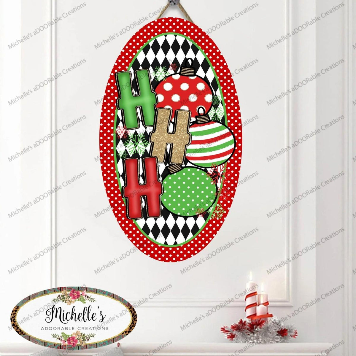 Oval Ho Ho Ho Christmas Ornament Sign