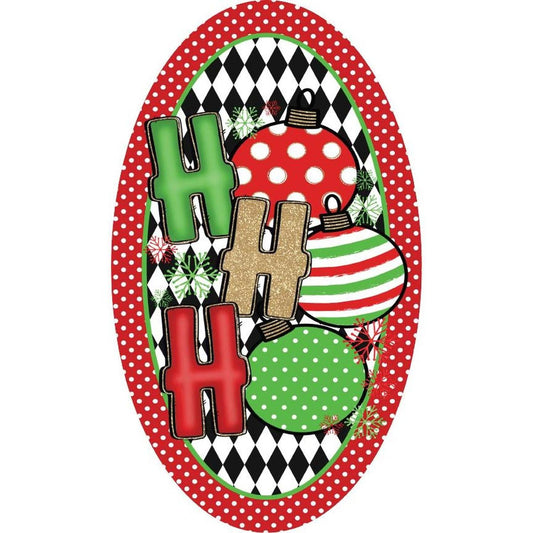 Oval Ho Ho Ho Christmas Ornament Sign