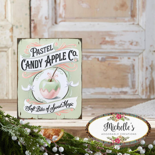 Pastel Candy Apple Halloween Sign