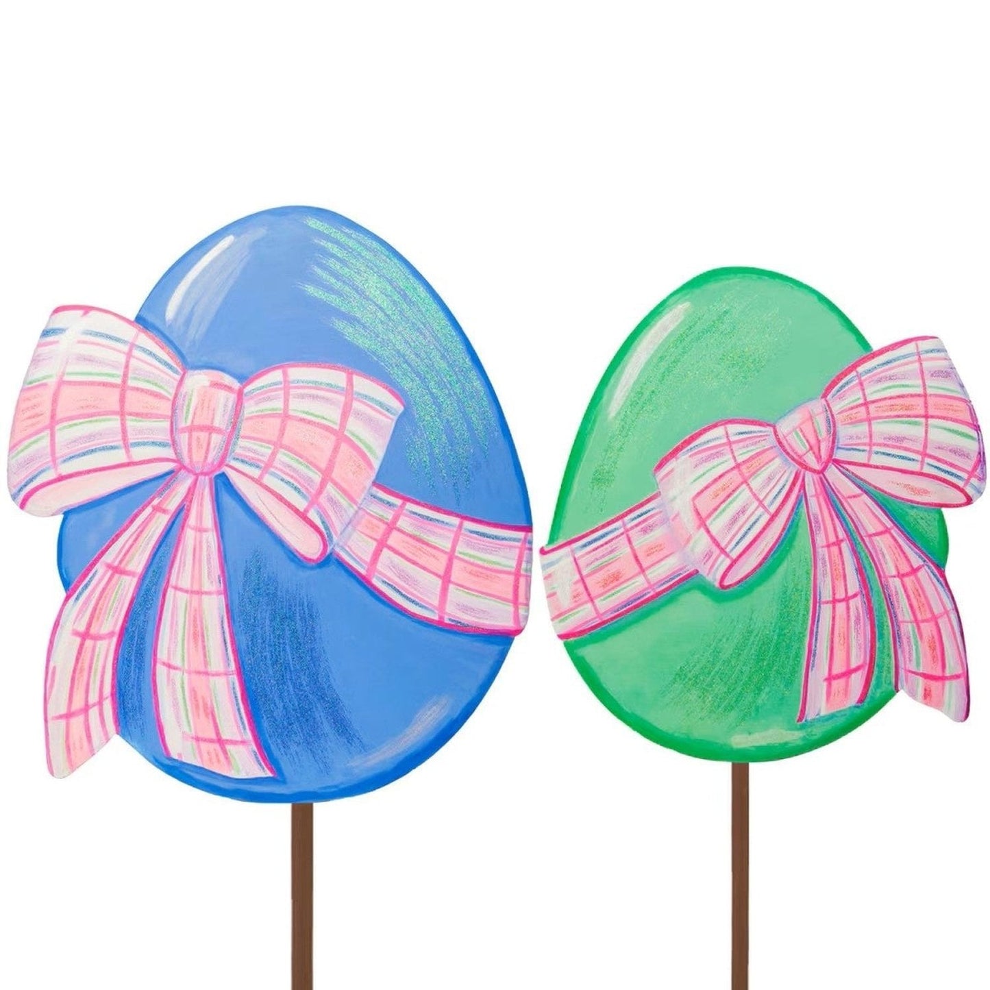 Periwinkle & Green Eggs with Plaid Bows