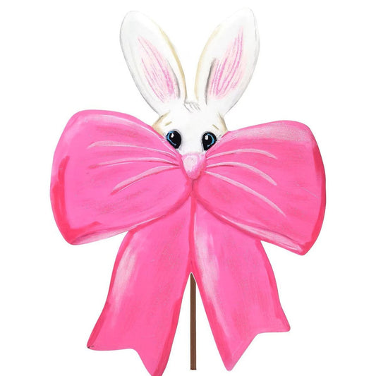 Pink Bow with Peeking Bunny