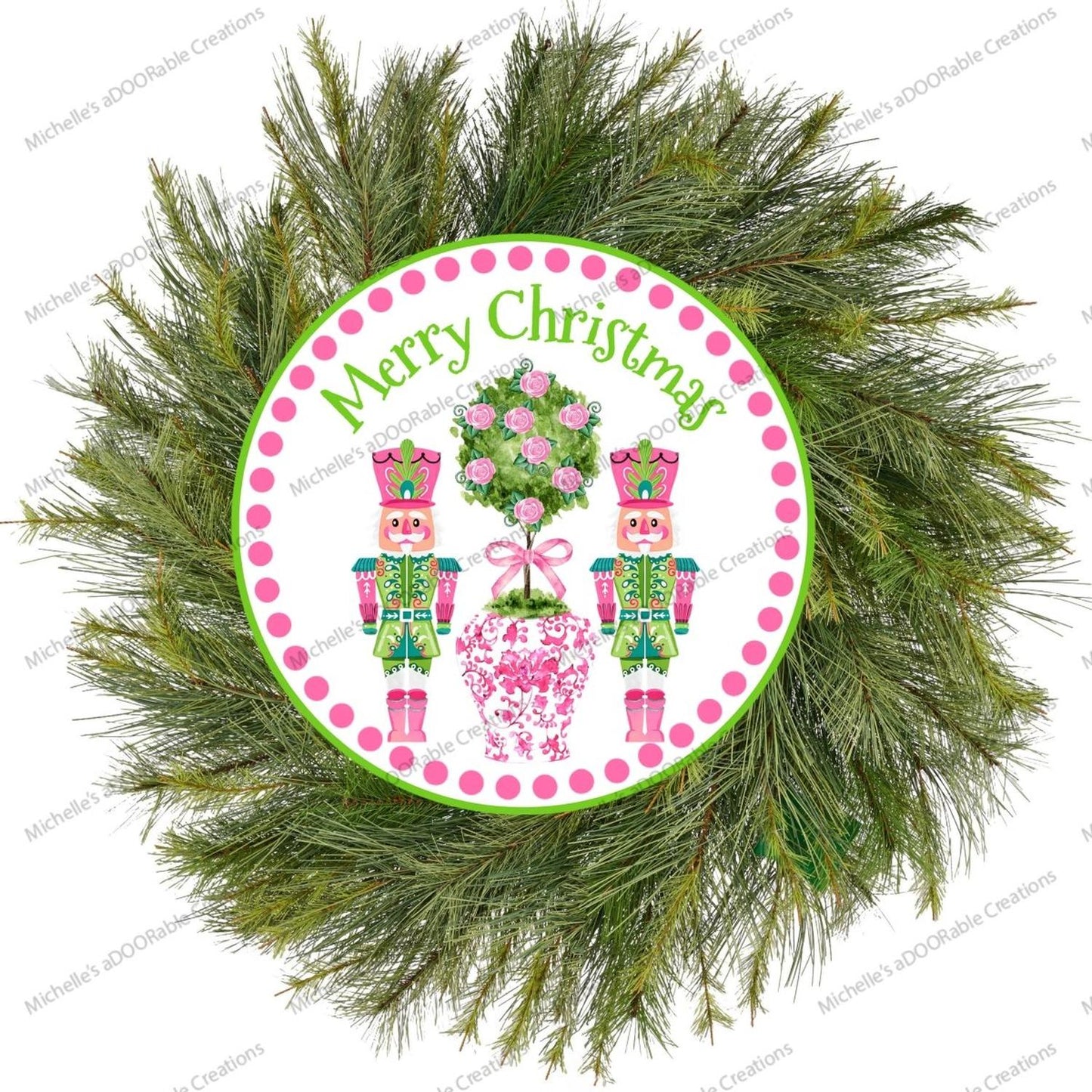 Pink Chinoiserie Christmas Nutcracker Sign