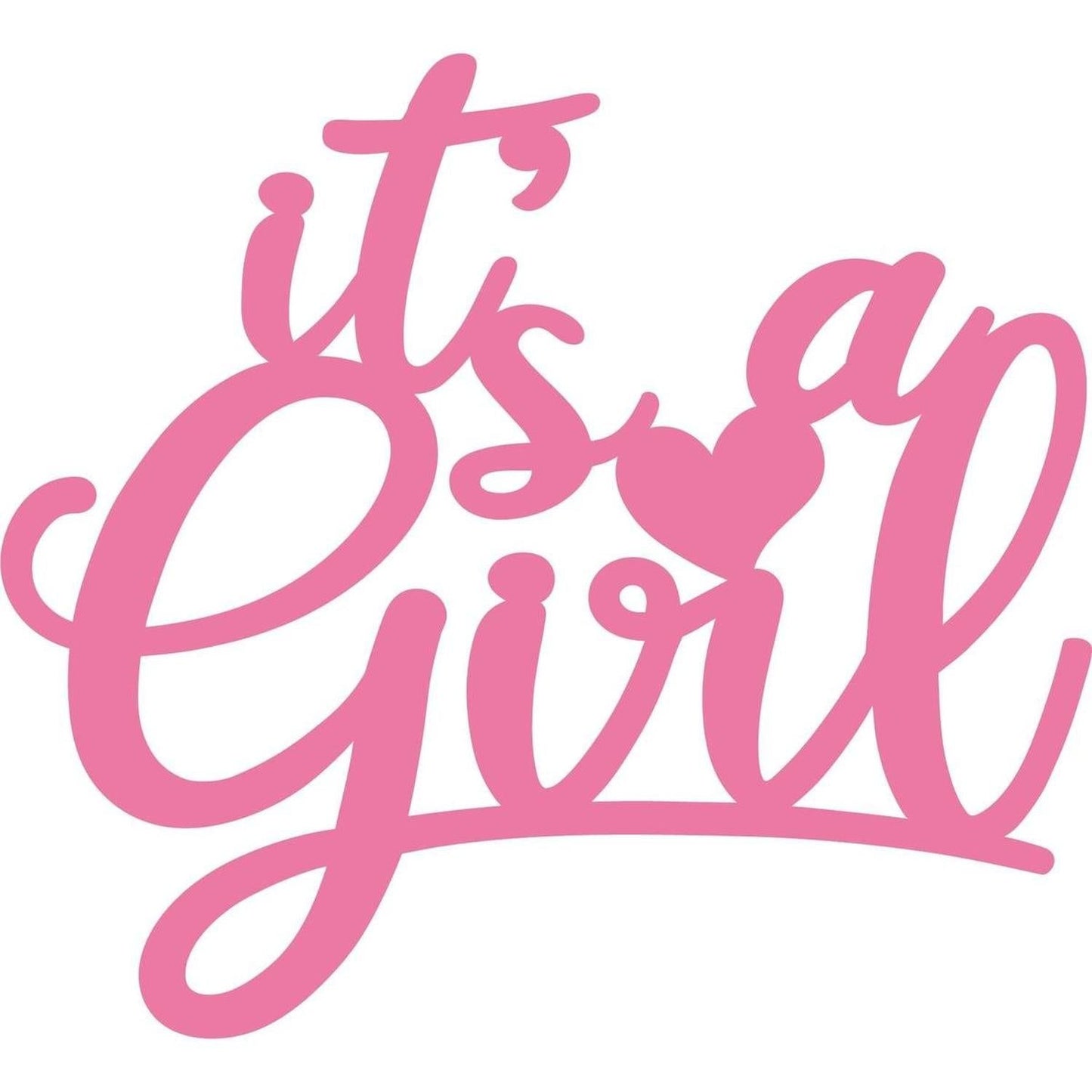 Pink It's a Girl Script Word Wood Cutout