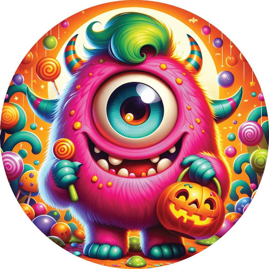 Pink One Eyed Halloween Monster Sign