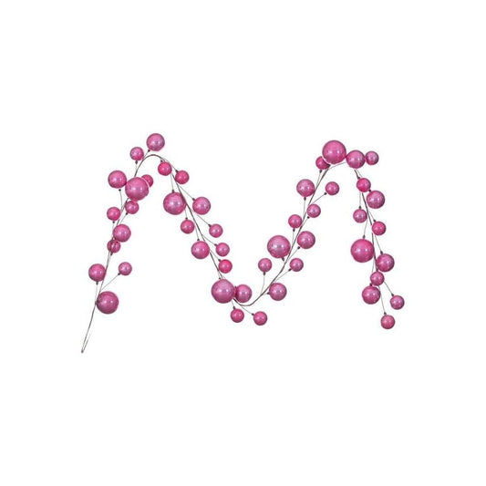 Pink Pearl Assorted Finish Branch Ball Ornament Garland