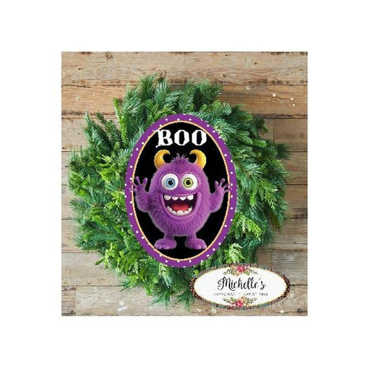 Purple Boo Furry Monster Sign
