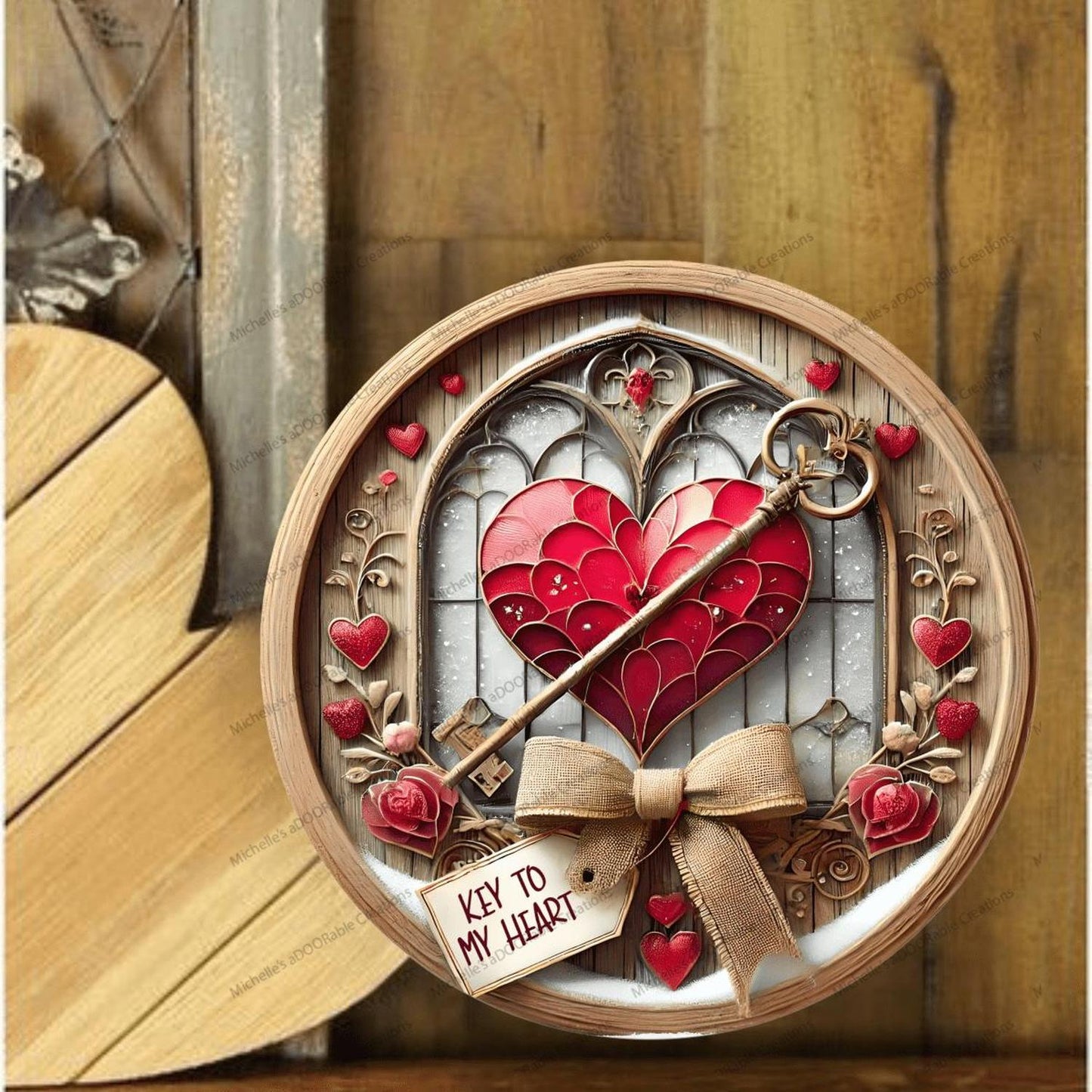 Red Key To My Heart Valentine Round Sign