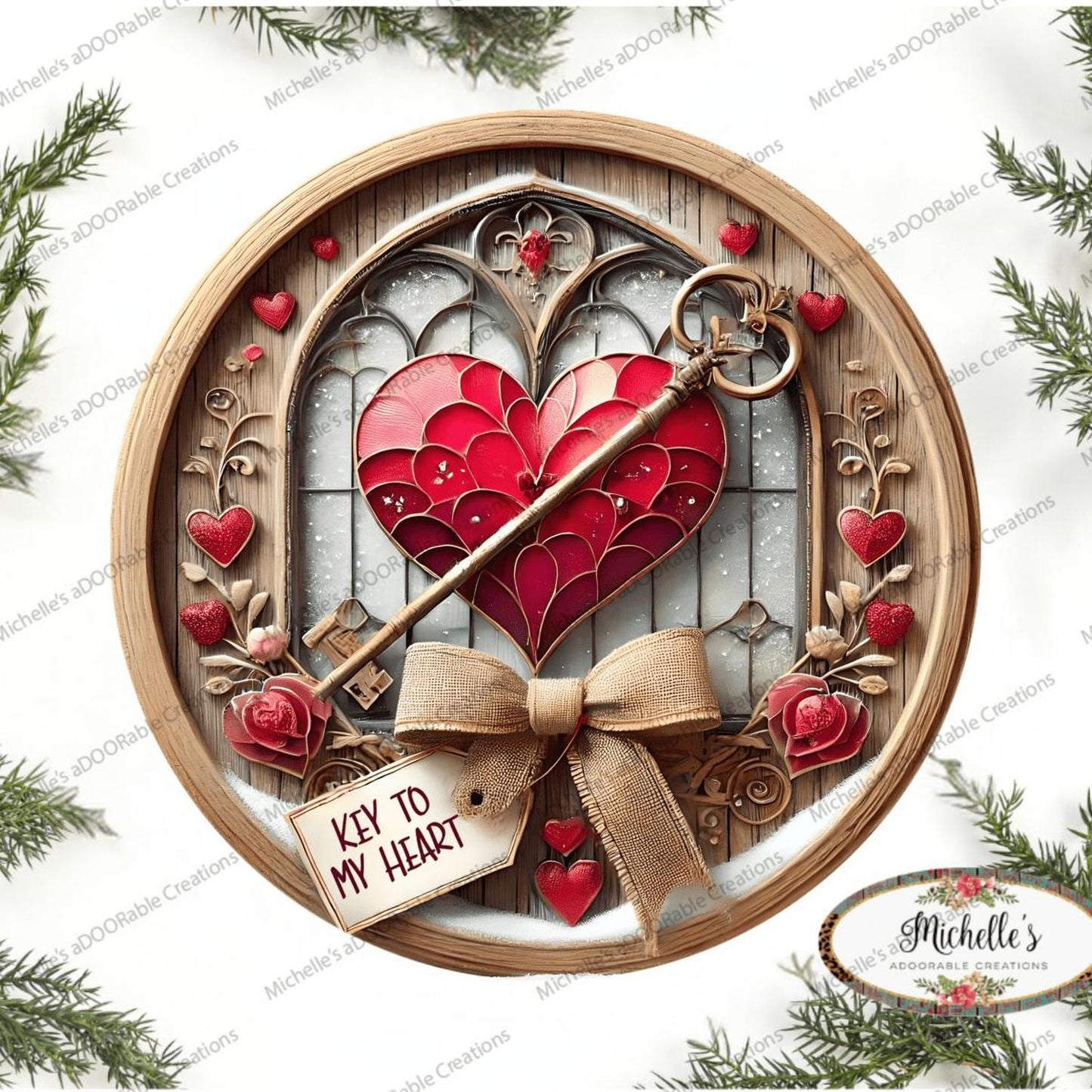 Red Key To My Heart Valentine Round Sign