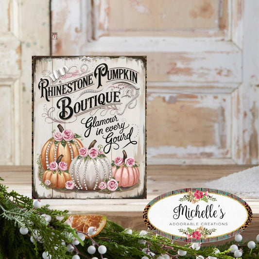 Rhinestone Pumpkin Boutique Fall Sign