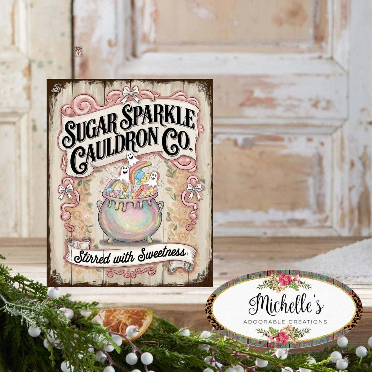 Sugar Sparkle Cauldron Co Halloween Sign